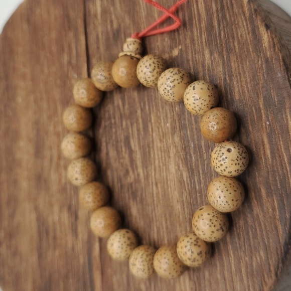 B2412 lotus seed beaded bracelet tan camel - Picture 1 of 2